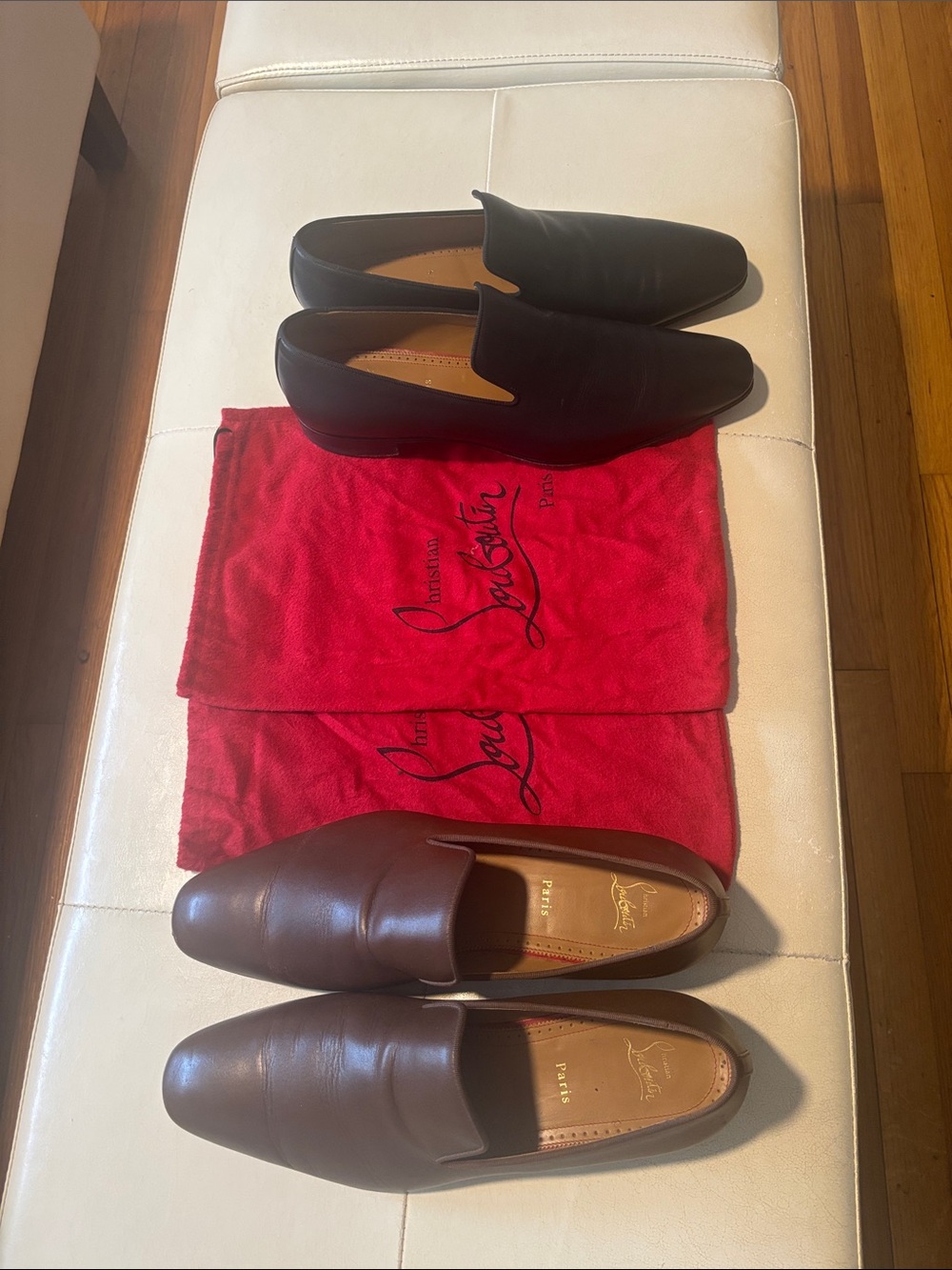Christian Louboutin - Red Bottom, Black or Brown Loafers. $490ea or $800/both